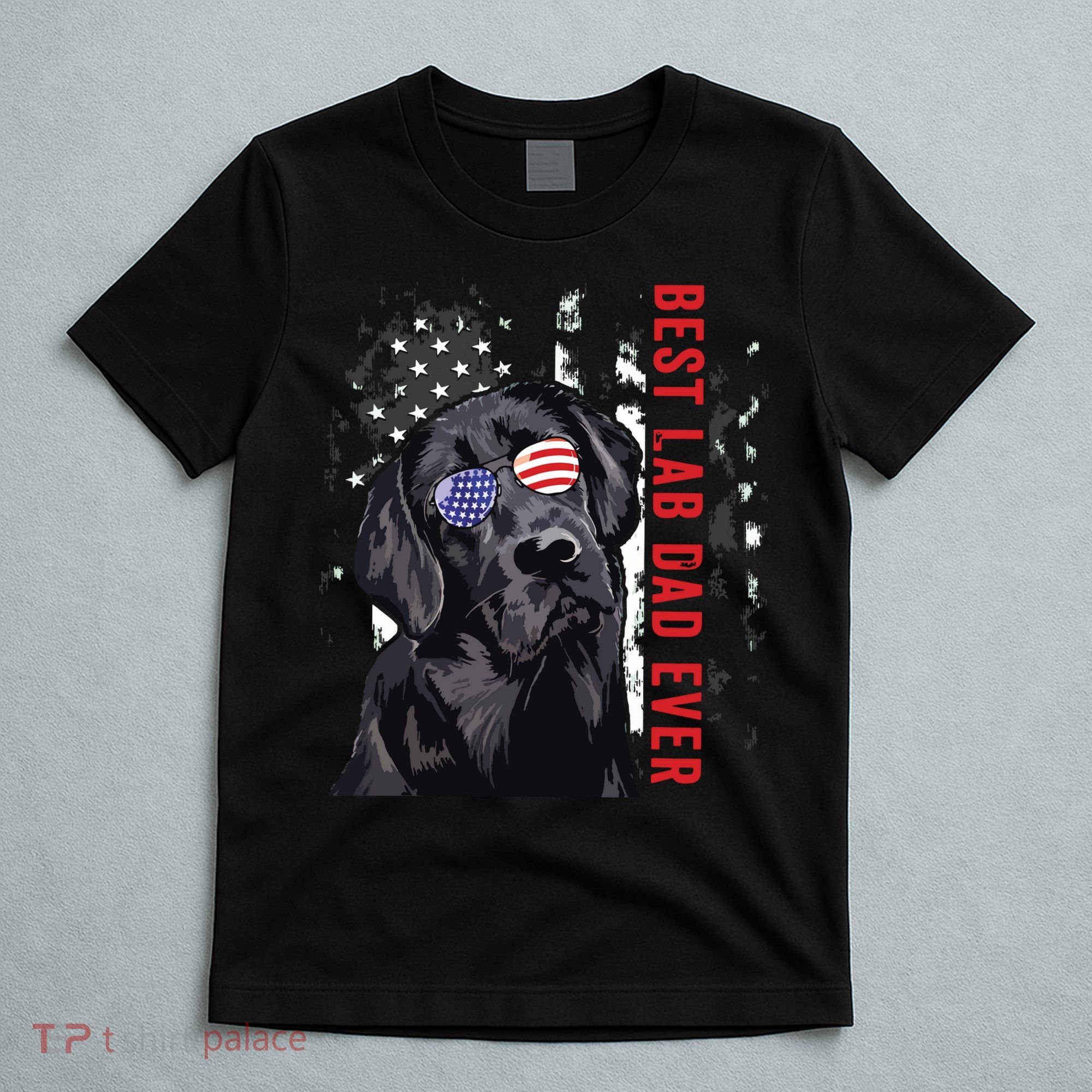 Best Lab Dad Ever Labrador Dog American Flag Fathers Day T-Shirt
