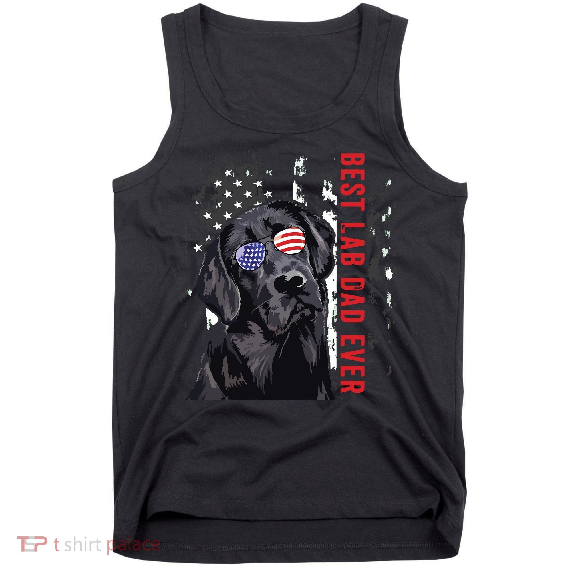 Best Lab Dad Ever Labrador Dog American Flag Fathers Day Tank Top