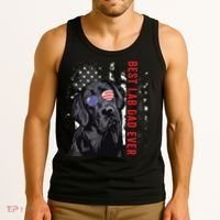 Best Lab Dad Ever Labrador Dog American Flag Fathers Day Tank Top thumb 3