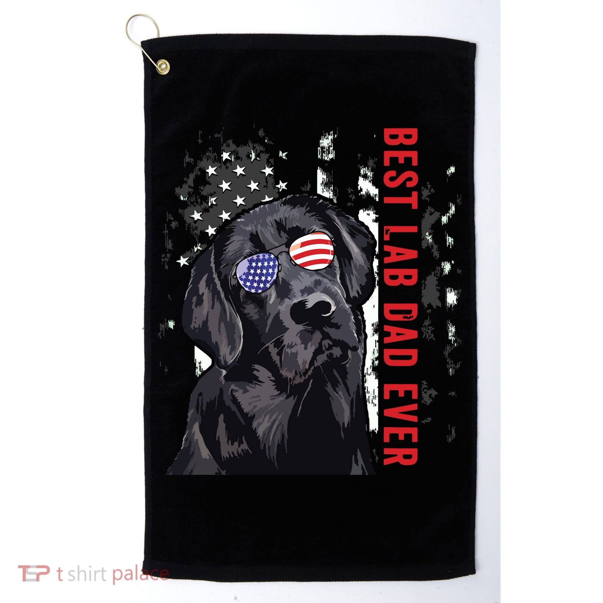 Best Lab Dad Ever Labrador Dog American Flag Fathers Day Golf Towel
