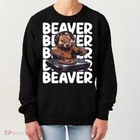 Beaver Lover DJ Funny Beaver Great Gift Women's Sweatshirt thumb 0
