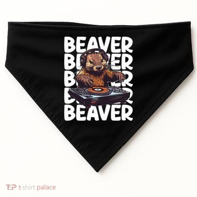 Beaver Lover DJ Funny Beaver Great Gift USA-Made Doggie Bandana