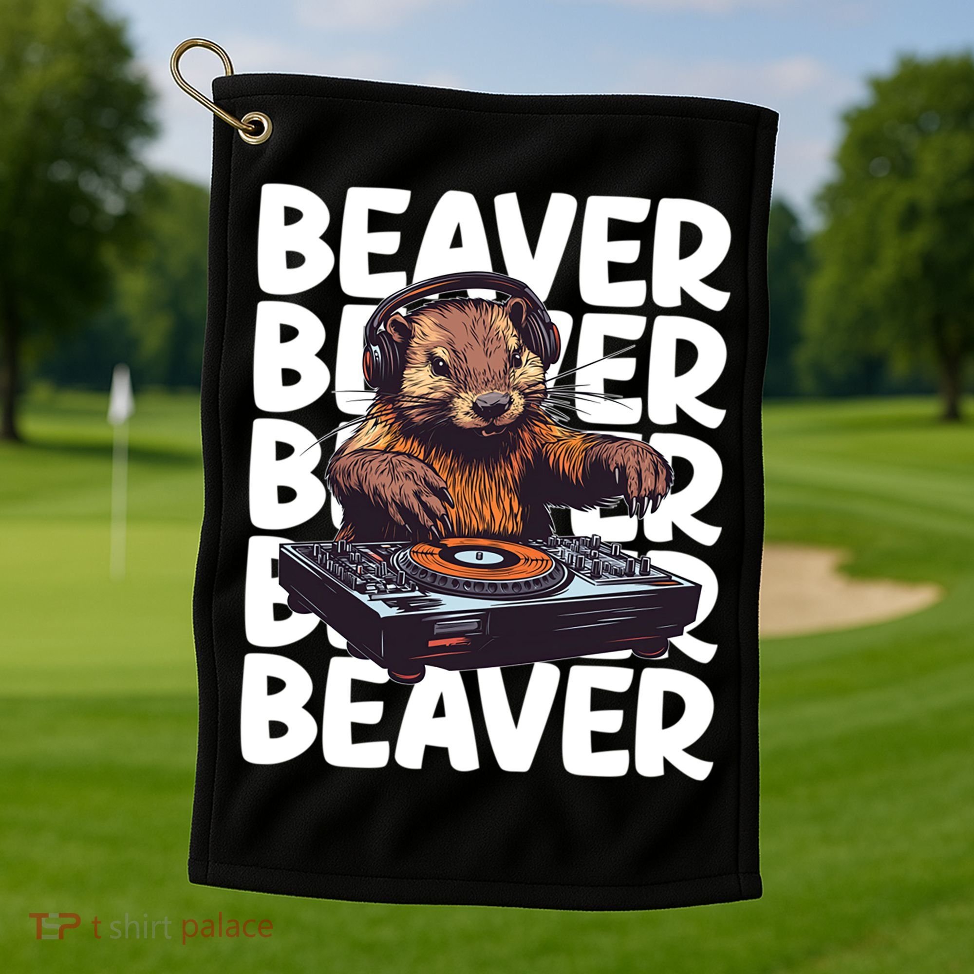 Beaver Lover DJ Funny Beaver Great Gift Golf Towel