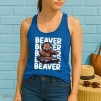 Beaver Lover DJ Funny Beaver Great Gift Women's Tank Top thumb 2