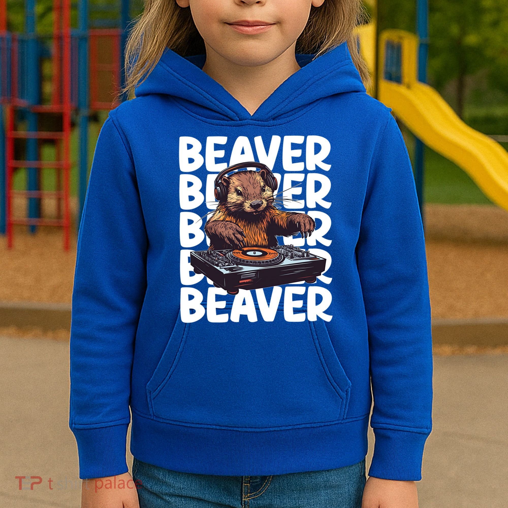 Beaver Lover DJ Funny Beaver Great Gift Kids Hoodie