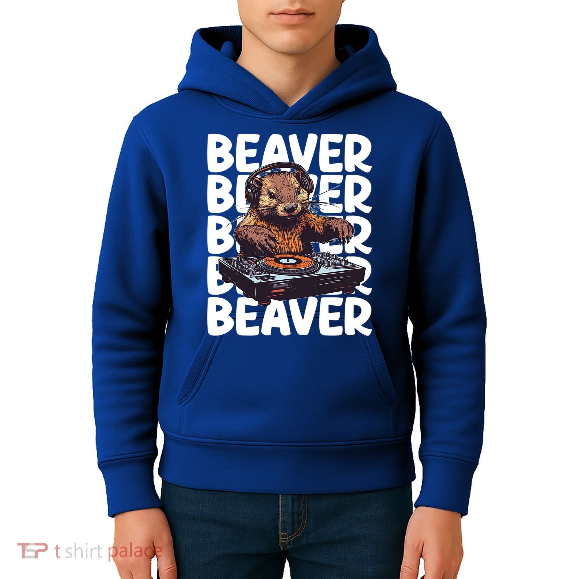 Beaver Lover DJ Funny Beaver Great Gift Kids Hoodie