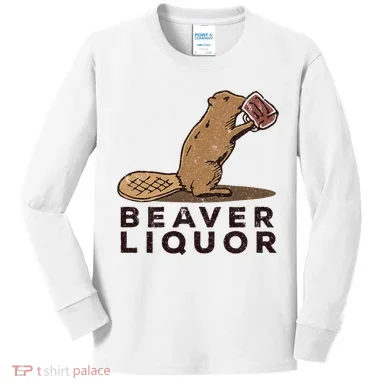 Beaver Liquor Drinking Kids Long Sleeve Shirt