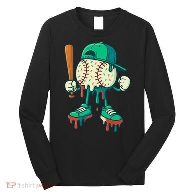 Baseball Lifestyle Drip Ice Cream Cool Art Long Sleeve Shirt