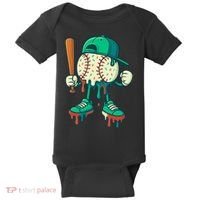 Baseball Lifestyle Drip Ice Cream Cool Art Baby Bodysuit thumb 0