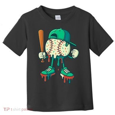 Baseball Lifestyle Drip Ice Cream Cool Art Toddler T-Shirt