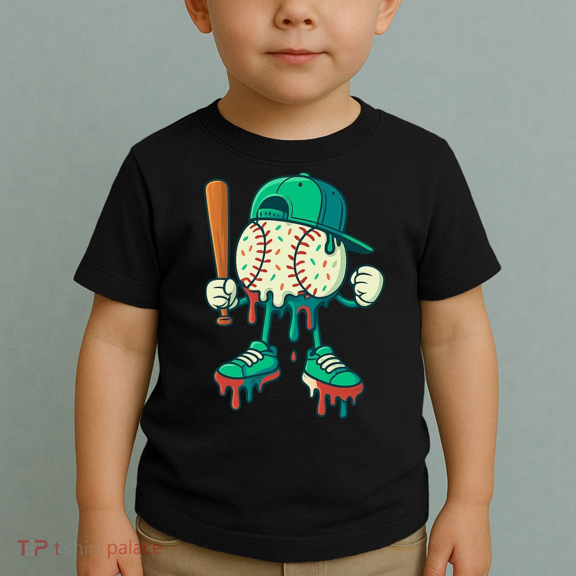 Baseball Lifestyle Drip Ice Cream Cool Art Toddler T-Shirt