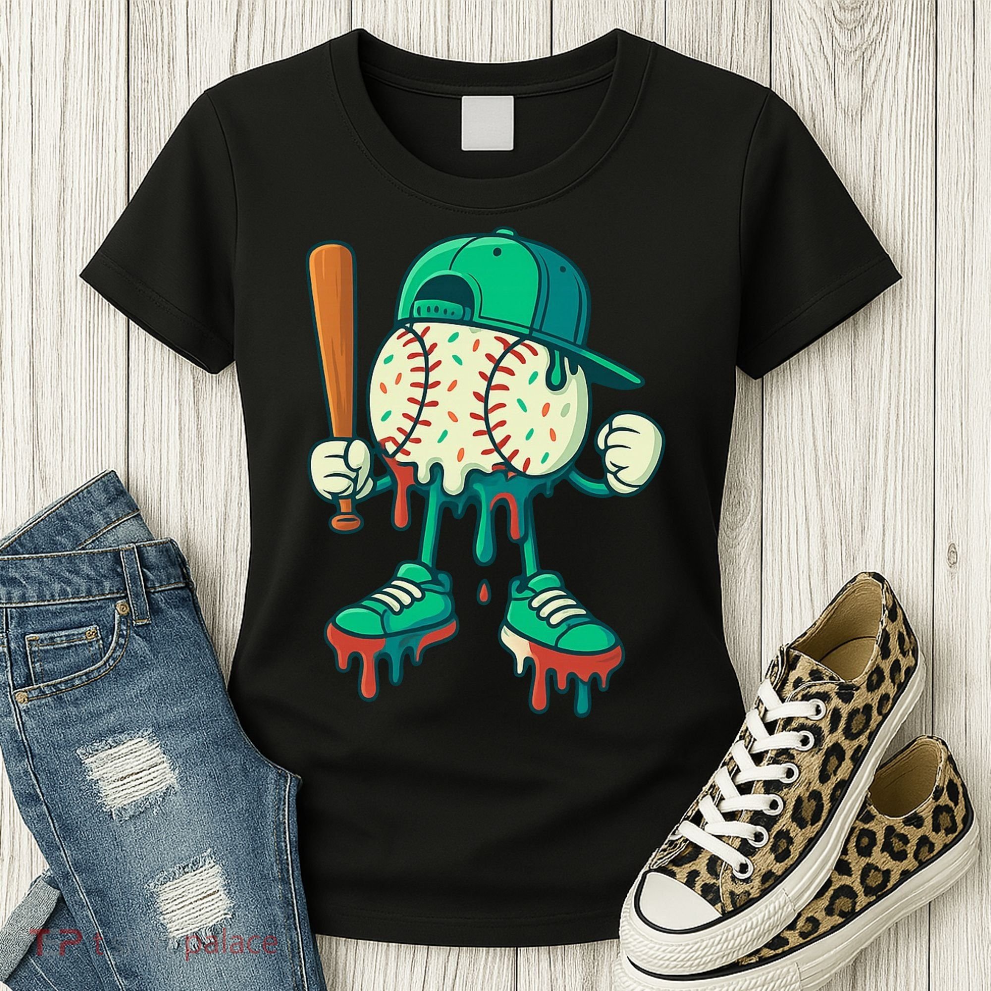 Baseball Lifestyle Drip Ice Cream Cool Art Women's T-Shirt