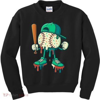 Baseball Lifestyle Drip Ice Cream Cool Art Kids Sweatshirt