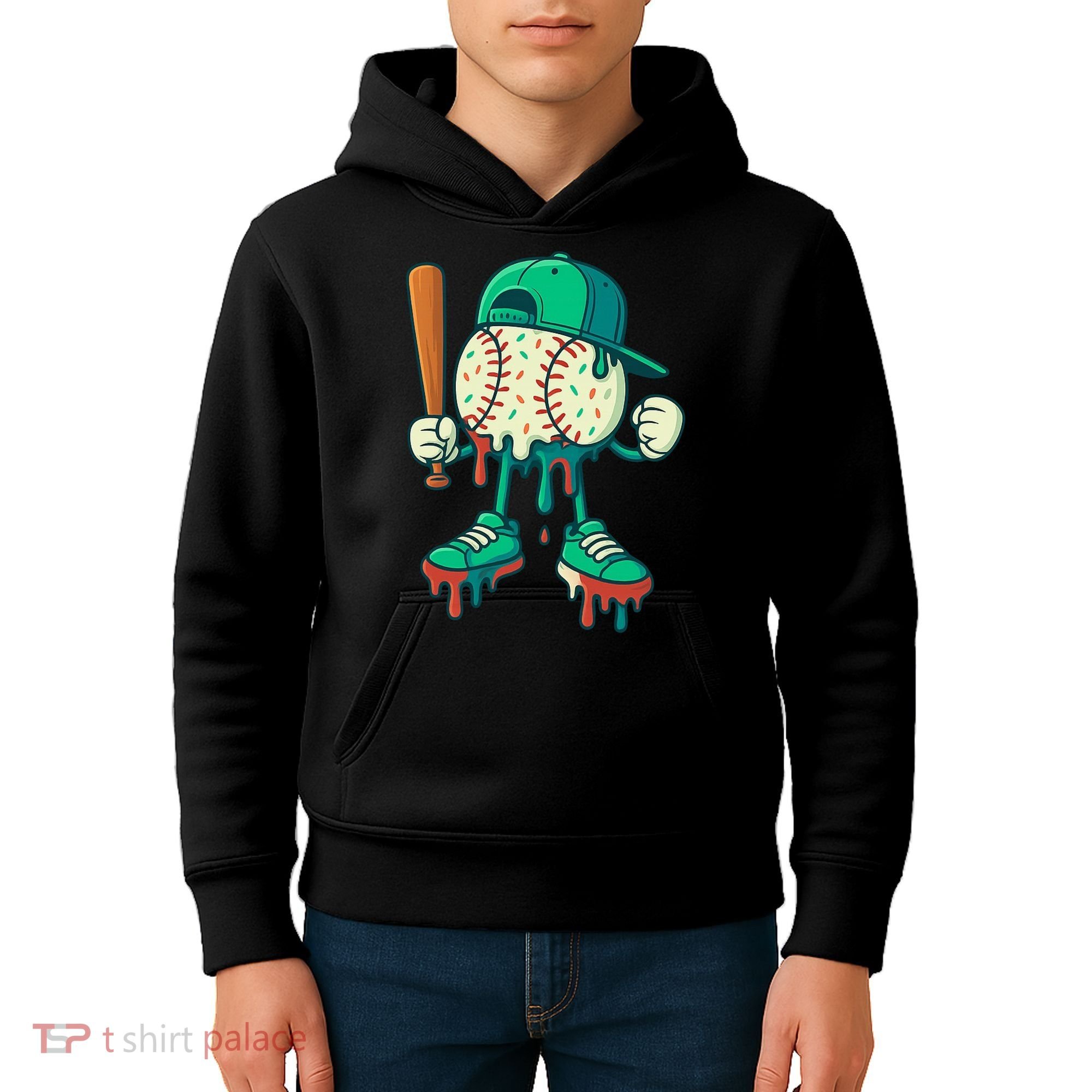 Baseball Lifestyle Drip Ice Cream Cool Art Kids Hoodie