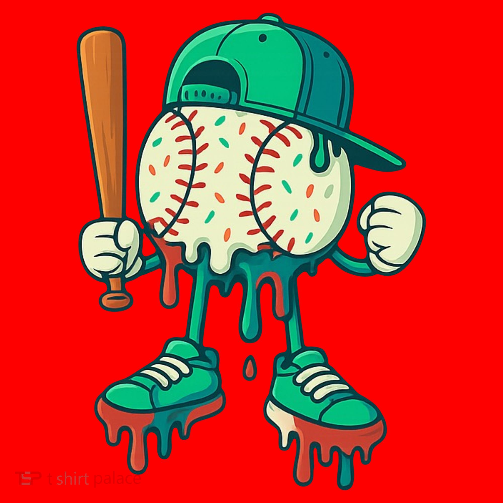 Baseball Lifestyle Drip Ice Cream Cool Art Santa Hat
