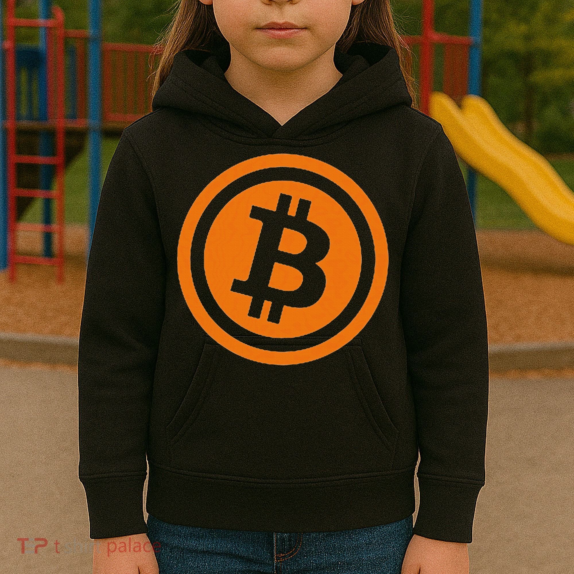 Bitcoin Logo Emblem Cryptocurrency Blockchains Kids Hoodie
