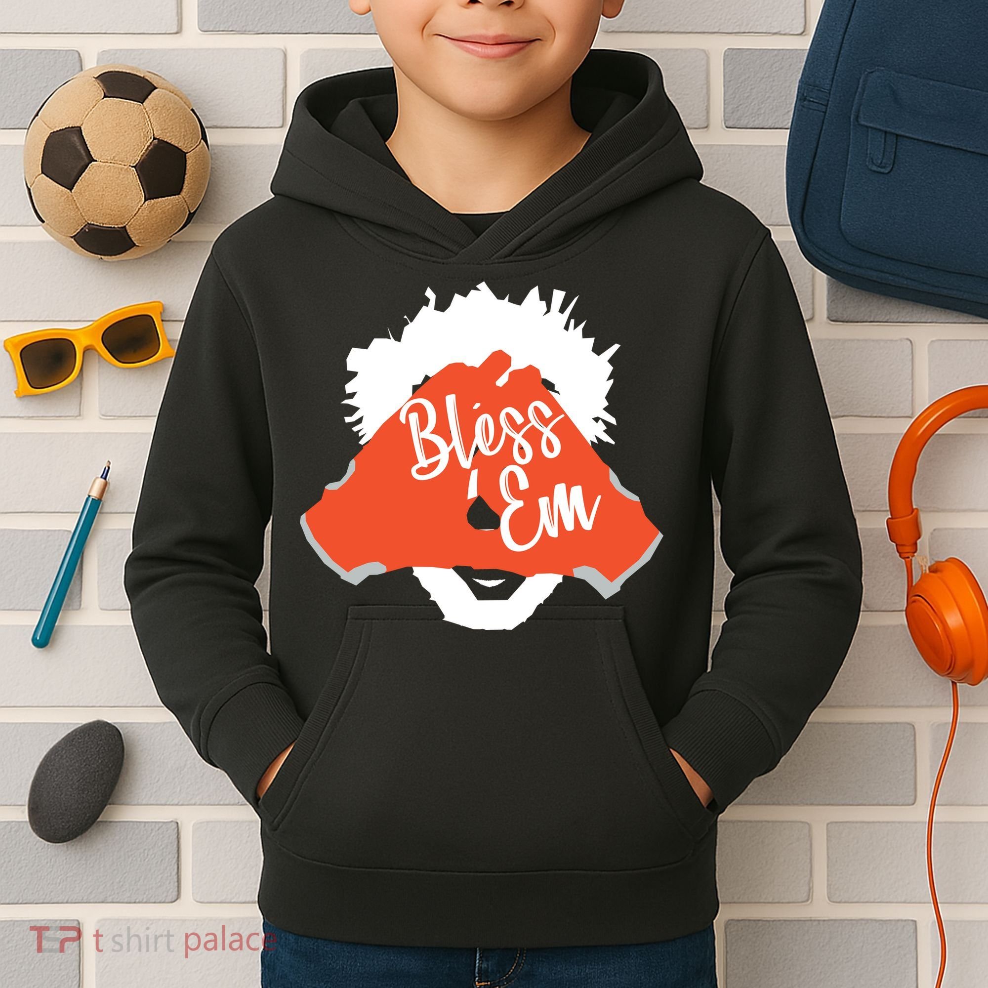Bless 'Em Browns Football Saying Kids Hoodie