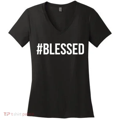 #Blessed Women's V-Neck T-Shirt