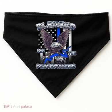 Blessed Are The Peacemakers Thin Blue Line Eagle USA-Made Doggie Bandana