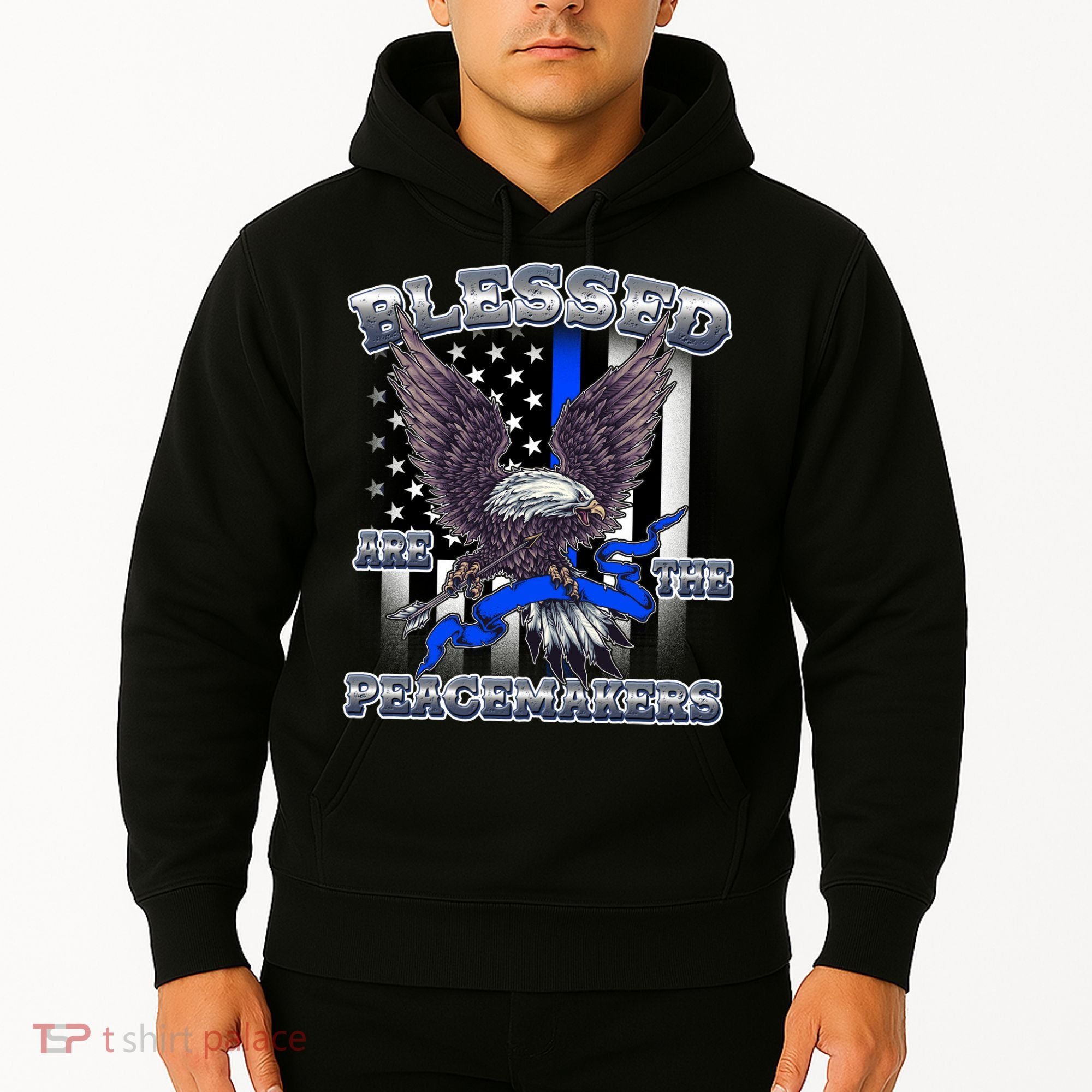 Blessed Are The Peacemakers Thin Blue Line Eagle Hoodie