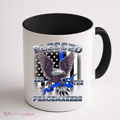 Blessed Are The Peacemakers Thin Blue Line Eagle Coffee Mug back