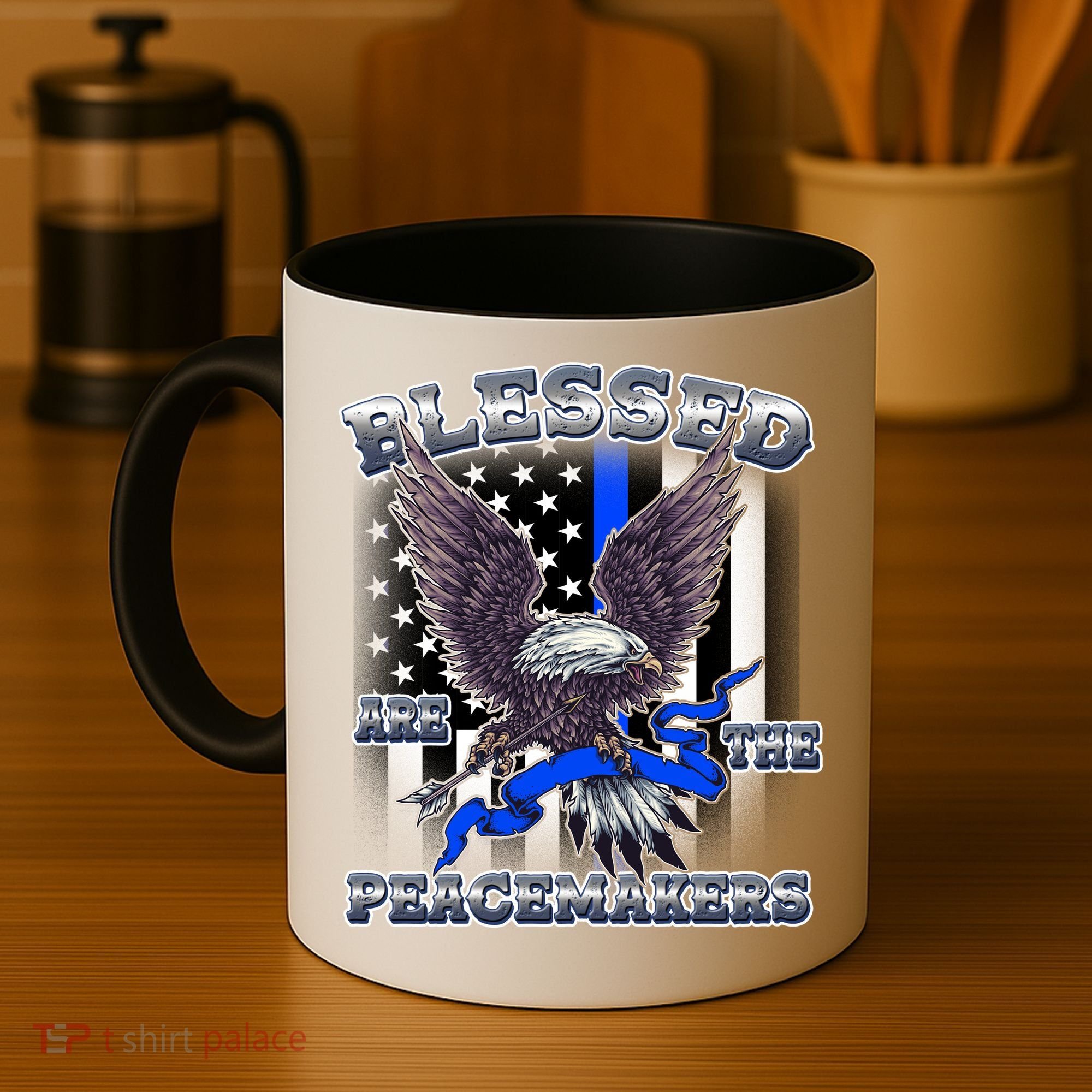 Blessed Are The Peacemakers Thin Blue Line Eagle Coffee Mug