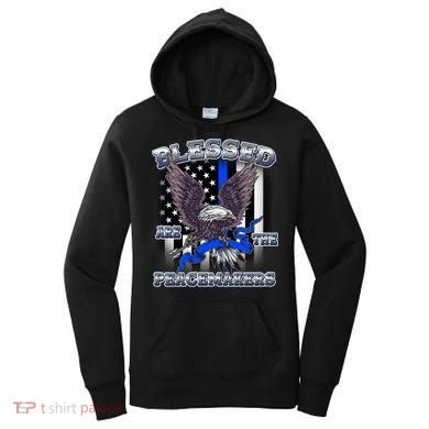 Blessed Are The Peacemakers Thin Blue Line Eagle Women's Hoodie