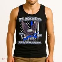 Blessed Are The Peacemakers Thin Blue Line Eagle Tank Top thumb 3