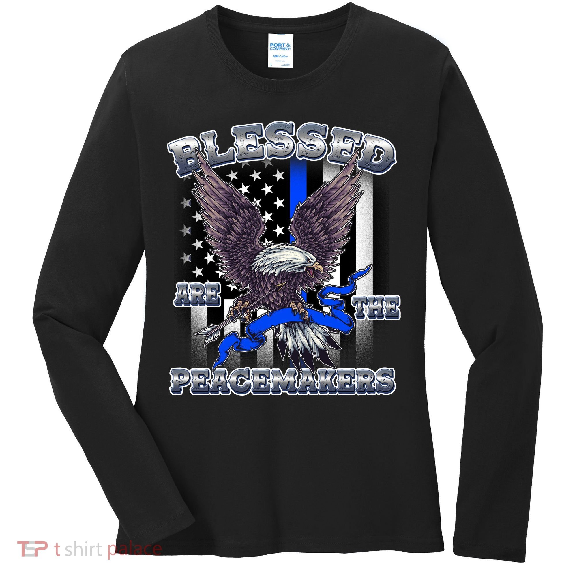 Blessed Are The Peacemakers Thin Blue Line Eagle Women's Long Sleeve Shirt