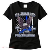 Blessed Are The Peacemakers Thin Blue Line Eagle Women's T-Shirt thumb 0