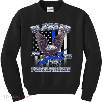 Blessed Are The Peacemakers Thin Blue Line Eagle Kids Sweatshirt