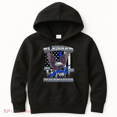 Blessed Are The Peacemakers Thin Blue Line Eagle Kids Hoodie