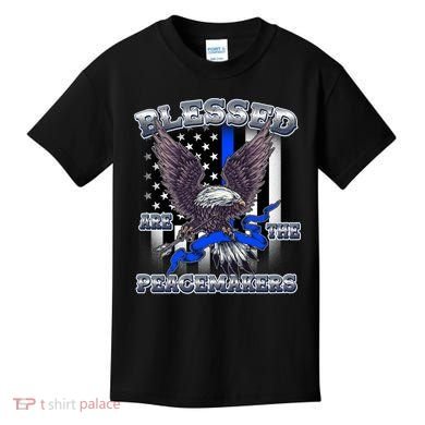 Blessed Are The Peacemakers Thin Blue Line Eagle Kids T-Shirt