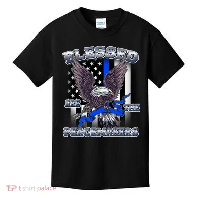 Blessed Are The Peacemakers Thin Blue Line Eagle Kids T-Shirt