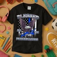 Blessed Are The Peacemakers Thin Blue Line Eagle Kids T-Shirt thumb 3