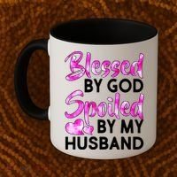 Blessed By God Spoiled By Husband Coffee Mug thumb 2