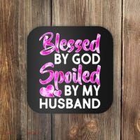 Blessed By God Spoiled By Husband Coaster thumb 0