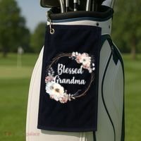 Blessed Grandma Floral Golf Towel thumb 2