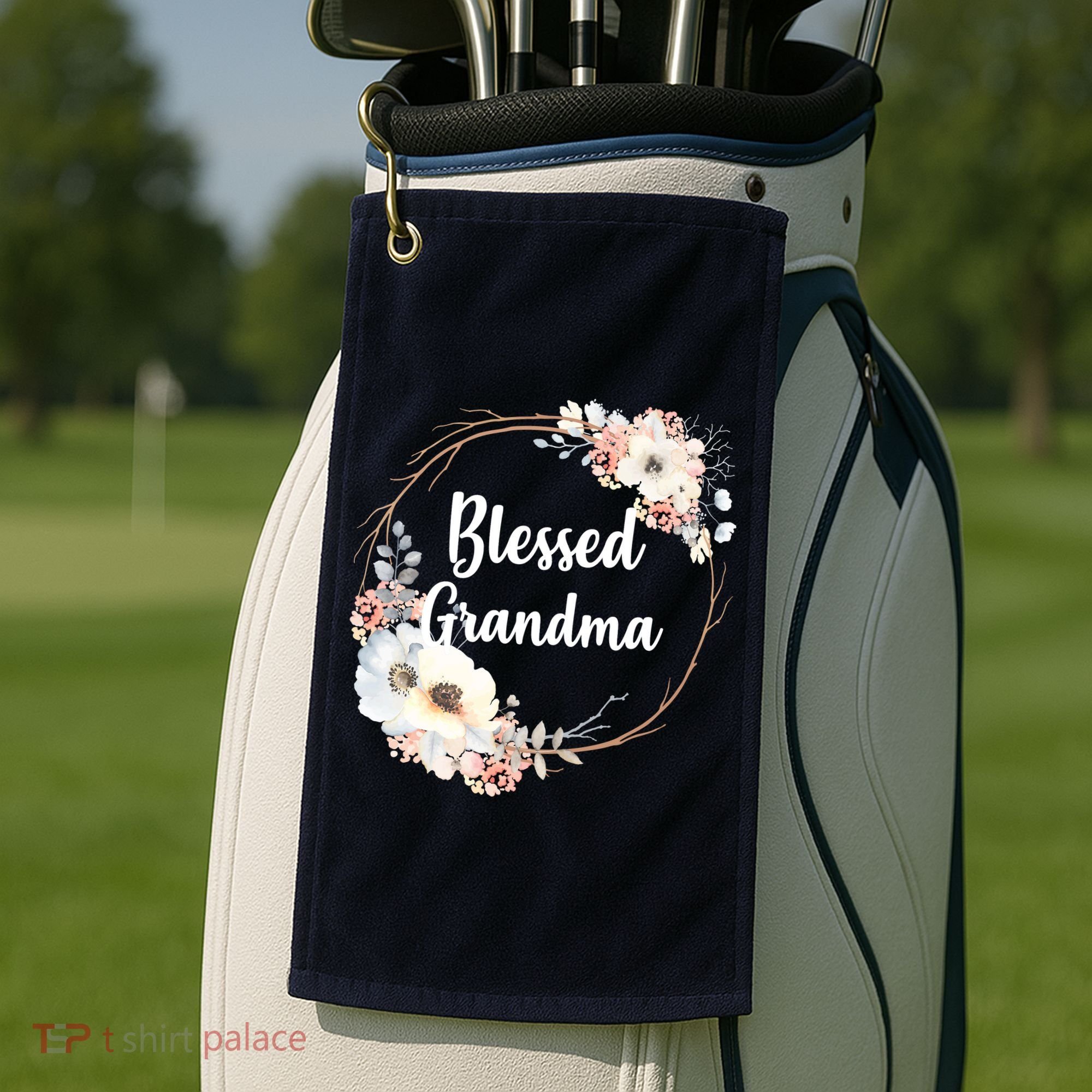 Blessed Grandma Floral Golf Towel