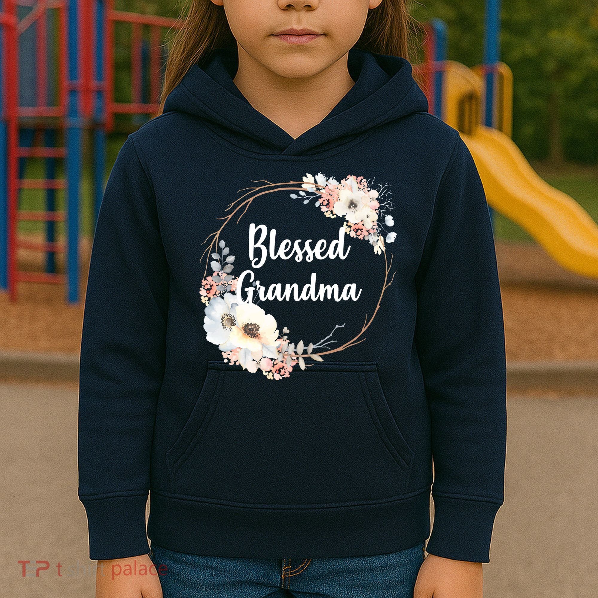 Blessed Grandma Floral Kids Hoodie