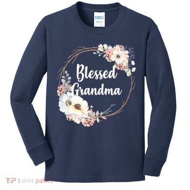 Blessed Grandma Floral Kids Long Sleeve Shirt
