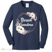Blessed Grandma Floral Kids Long Sleeve Shirt thumb 0