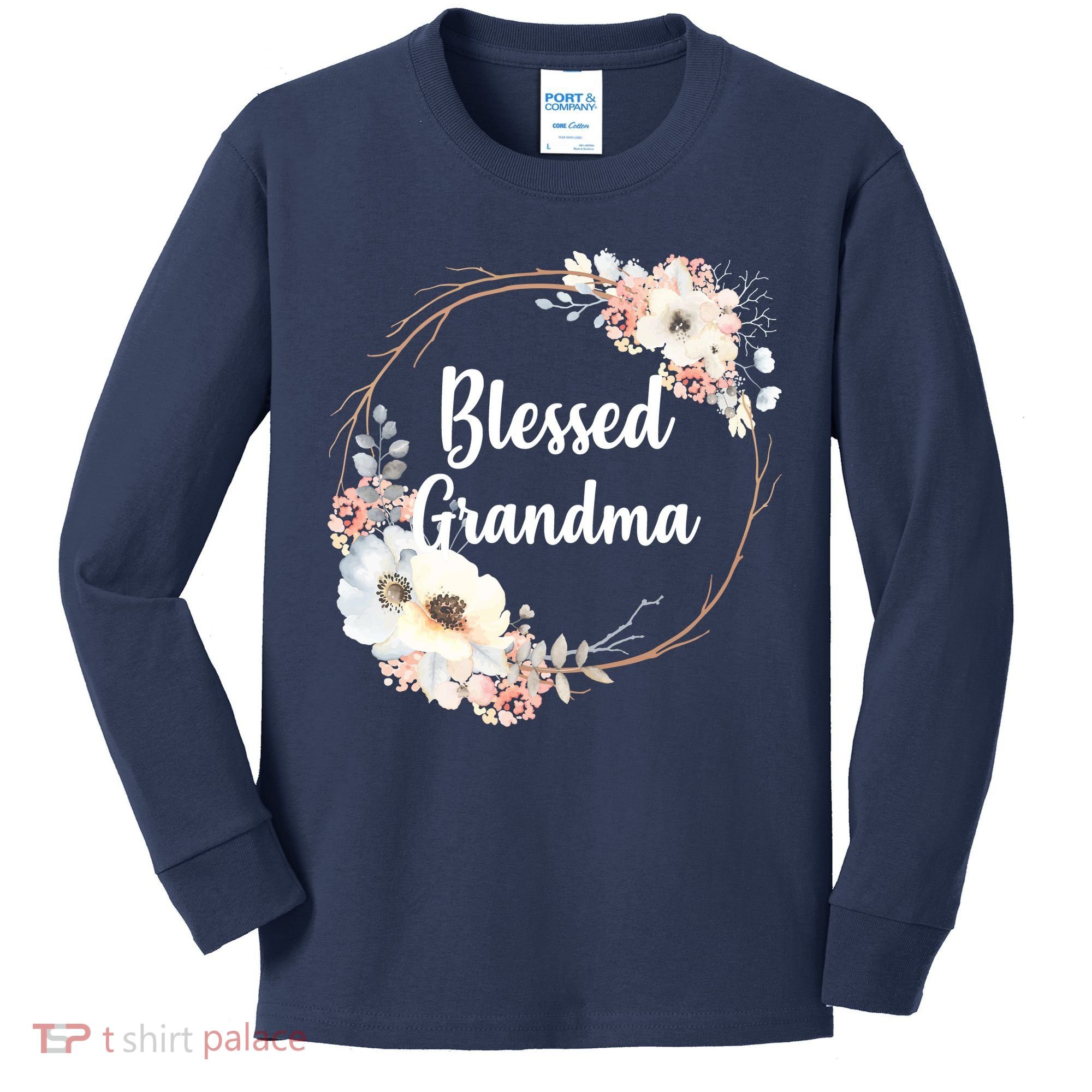 Blessed Grandma Floral Kids Long Sleeve Shirt