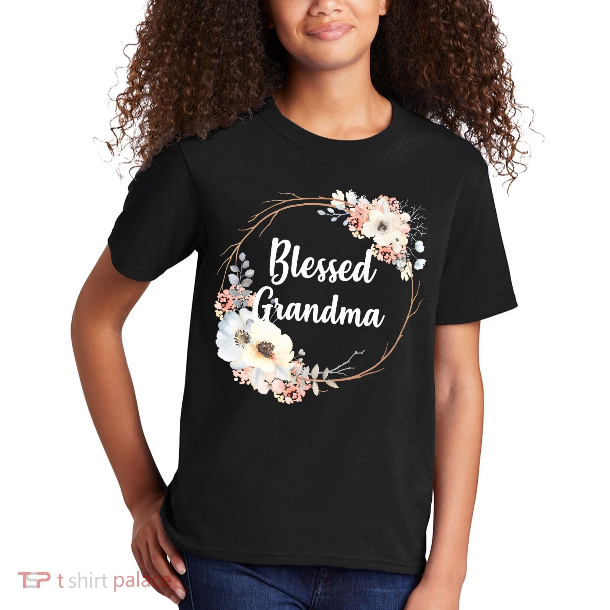 Blessed Grandma Floral Kids T-Shirt