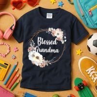 Blessed Grandma Floral Kids T-Shirt thumb 3