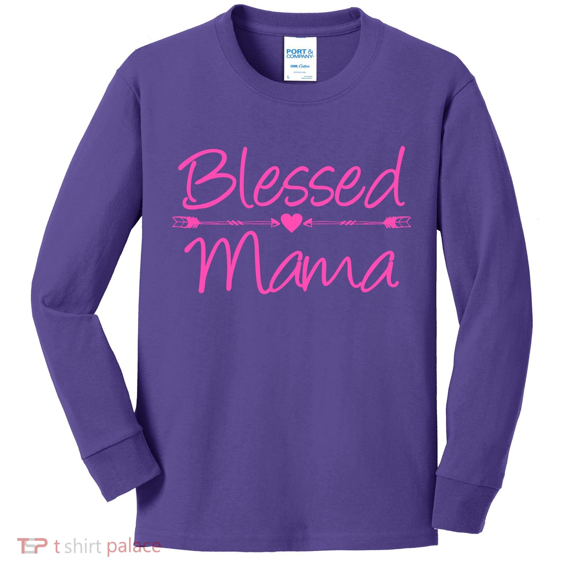Blessed Mama Heart Arrows Mom Kids Long Sleeve Shirt