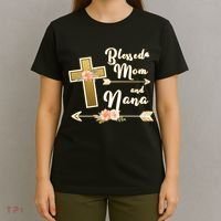 Blessed Mom And Nana Cross Floral  T-Shirt thumb 4