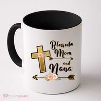 Blessed Mom And Nana Cross Floral  Coffee Mug thumb 0
