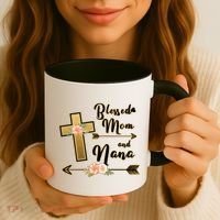 Blessed Mom And Nana Cross Floral  Coffee Mug thumb 3
