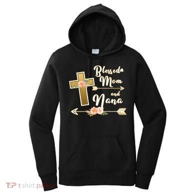 Blessed Mom And Nana Cross Floral  Women's Hoodie